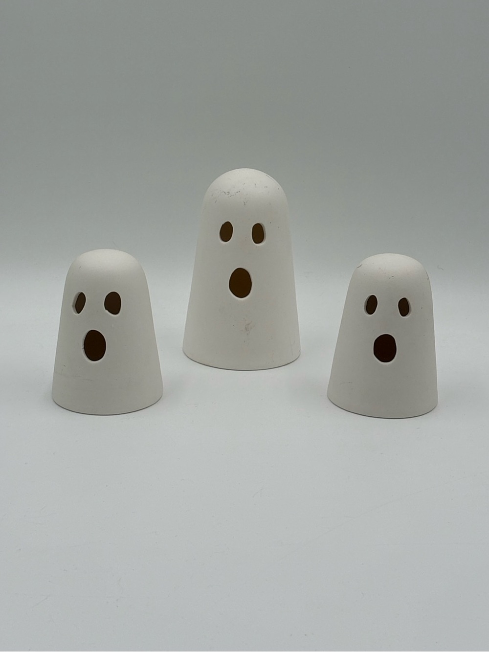 Becki Owens White Ceramic Ghost LED Lights Set of 3 Halloween Decor